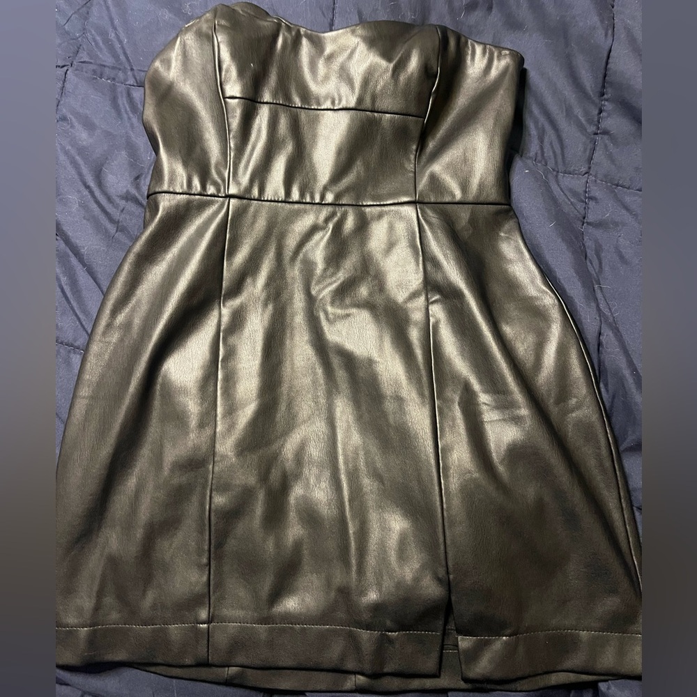 Hutch Vegan Leather Strapless mini Dress